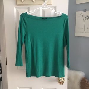 Talbots bright green boatneck 3/4 sleeve tee